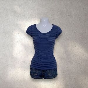Personal Identity Blue Striped Babydoll Tee